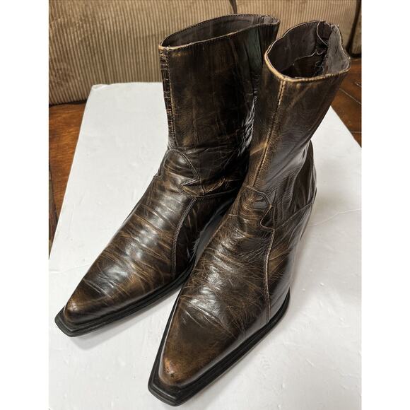 Steve Madden Men’s Brown Leather Back Zip Milyon Size 12 - Picture 1 of 9